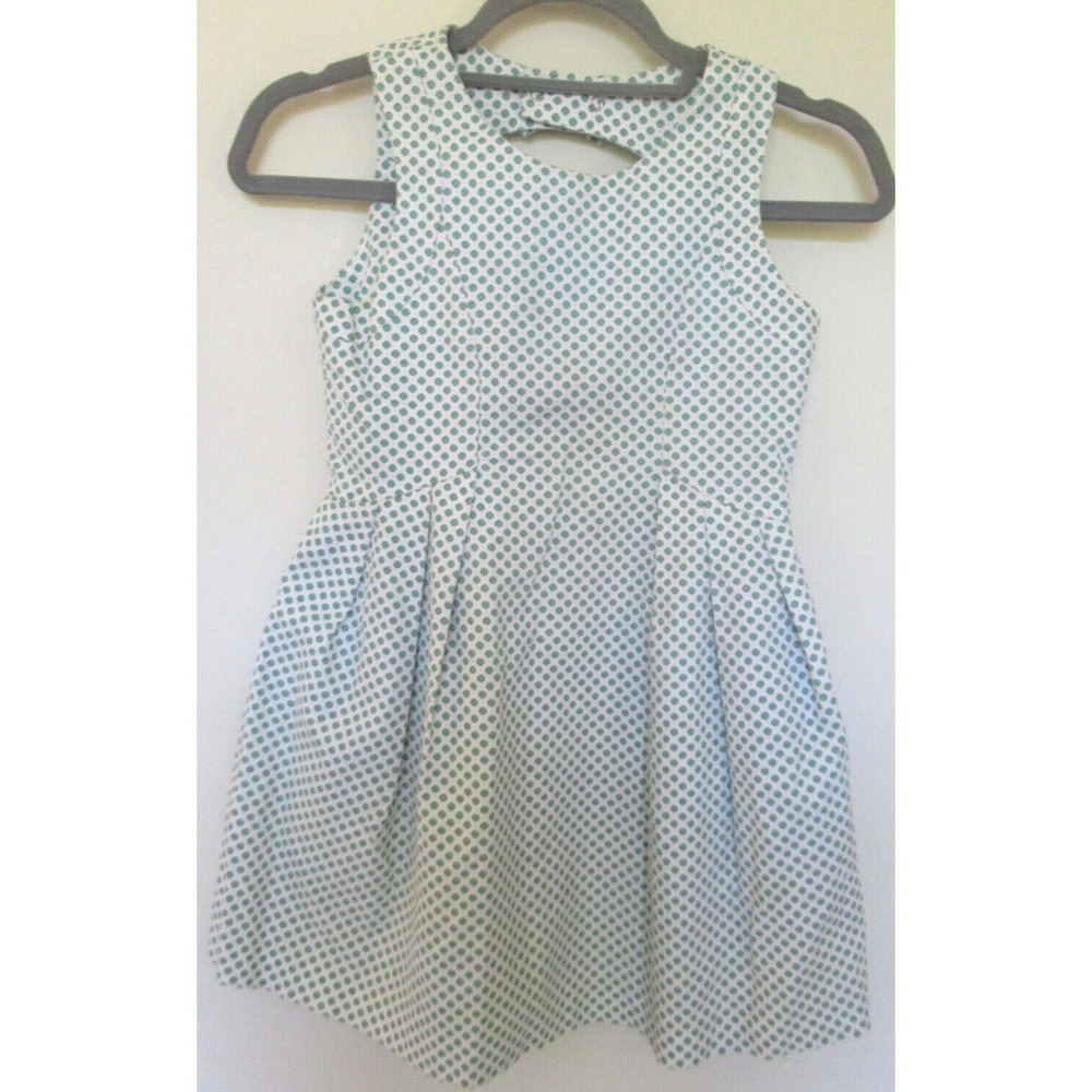 United Colors of Benetton Girl's 10 140 Green & White Jacquard Sleeveless Dress